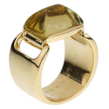 Hermes Lemon Quartz Vintage Cocktail Yellow Gold Ring 0003264