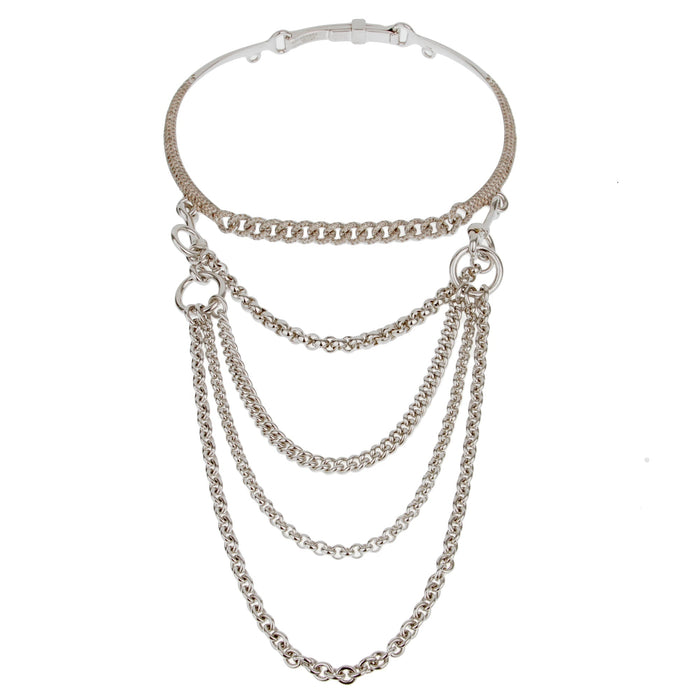 Choker necklace with long chain deals