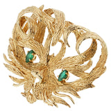 Hermes Mistigri Lion Cat Emerald Yellow Gold Brooch 0002655