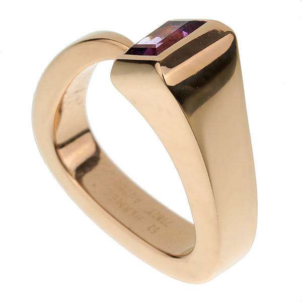 Hermes Nail Rose Gold Amethyst Cocktail Ring 0003382