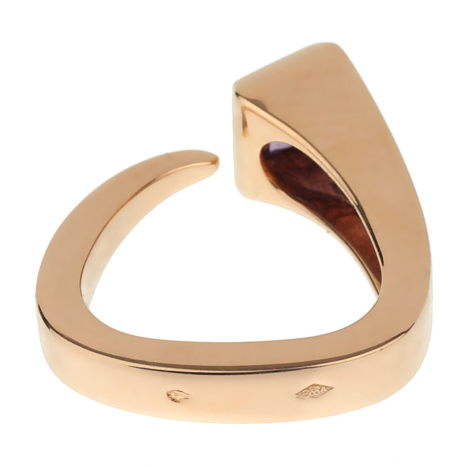 Hermes Nail Rose Gold Amethyst Cocktail Ring 0003382