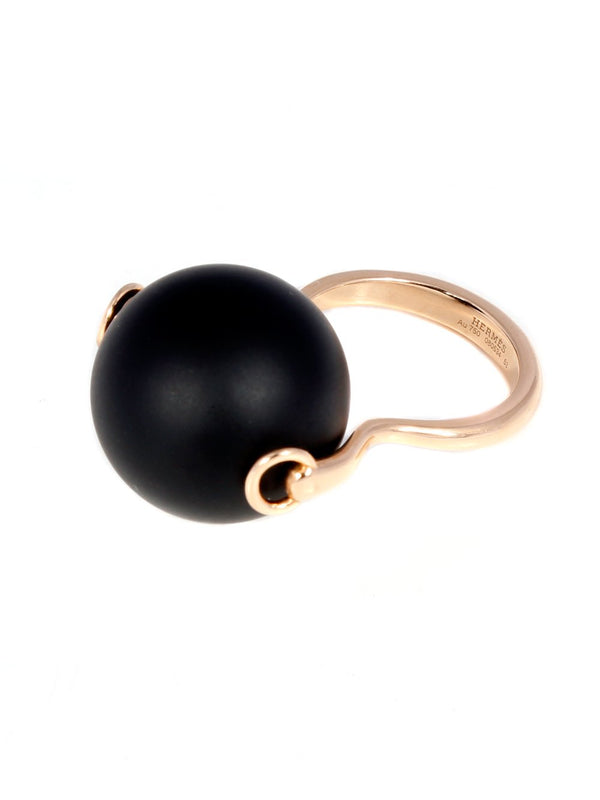 Hermes Onyx Rose Gold Ring 0000334