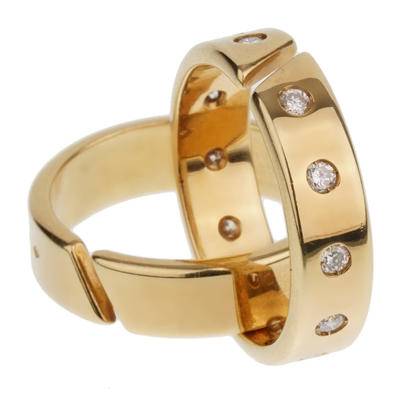 Hermes Paris Diamond Yellow Gold Rolling Ring Bands 0003226