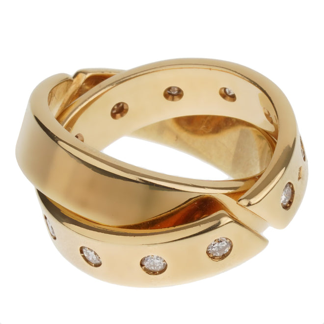 Hermes Paris Diamond Yellow Gold Rolling Ring Bands 0003226