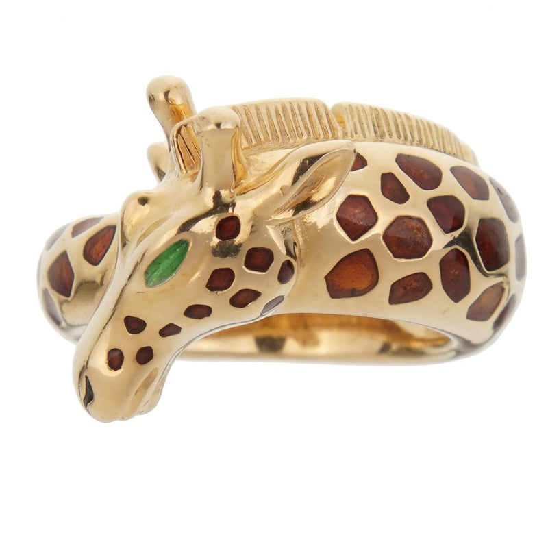 Hermes Paris Giraffe Enamel Yellow Gold Ring 0001791