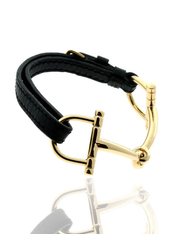 Hermes Stirrup Gold, Leather Bracelet HRM4024