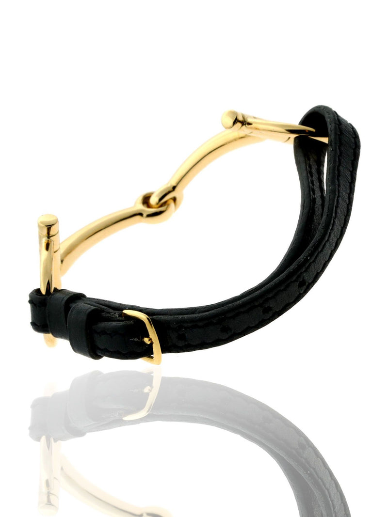 Hermes Stirrup Gold, Leather Bracelet HRM4024