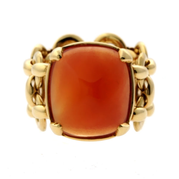 Hermes Sugar Loaf Carnelian Gold Ring 0000333