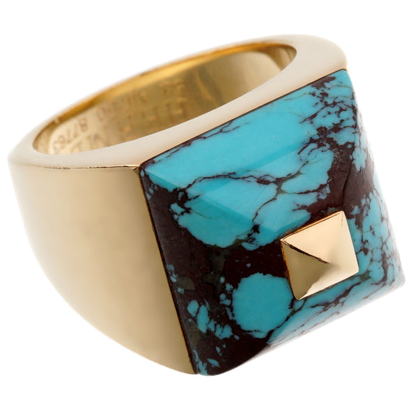Hermes Turquoise Yellow Gold Cocktail Ring 0002728