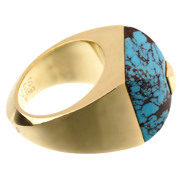 Hermes Turquoise Yellow Gold Cocktail Ring 0002728
