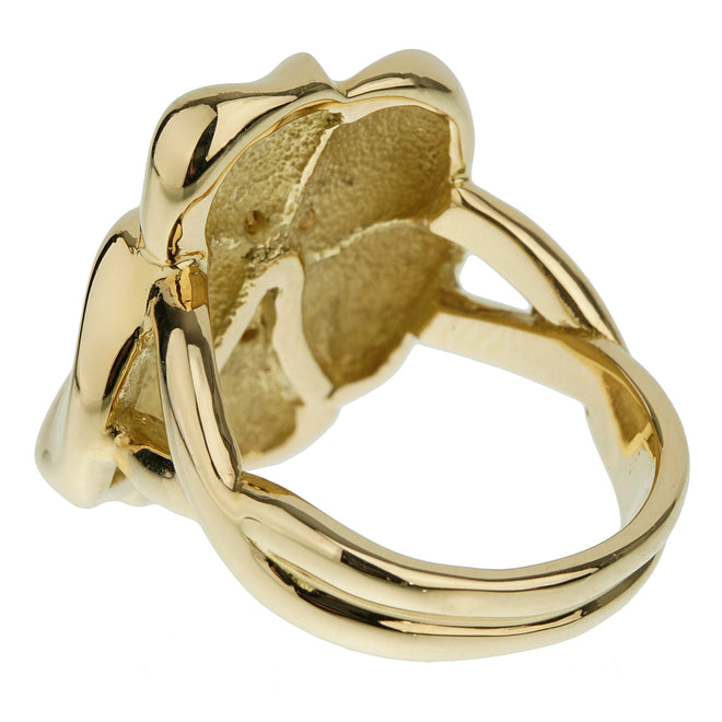 Hermes Vintage Flower Diamond Yellow Gold Ring 1hrma763590