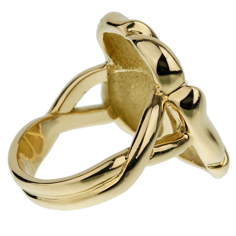 Hermes Vintage Flower Diamond Yellow Gold Ring 1hrma763590