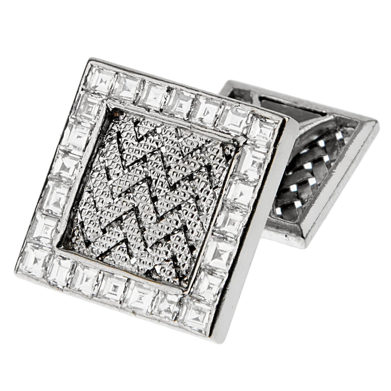 Hermes Vintage Important Diamond White Gold Cuff Links DG53k1ab