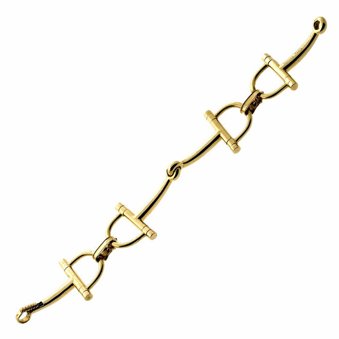 Hermes Vintage Stirrup Gold Bracelet 0000543-1