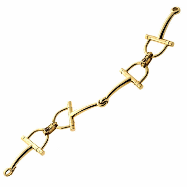 Hermes Vintage Stirrup Gold Bracelet 0000543