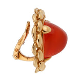 Hermes Vintage Sugarloaf Carnelian 18k Yellow Gold Clip On Earrings 0001051