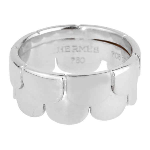 Hermes White Gold Arch Band Ring 0001036