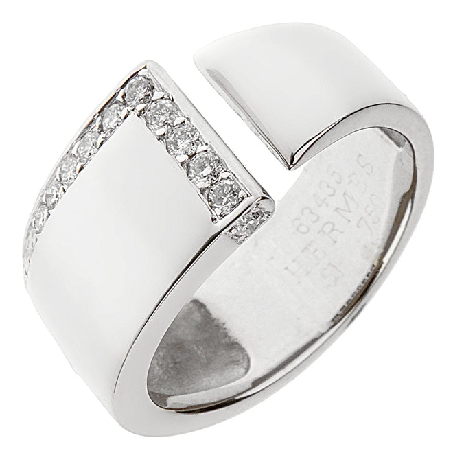 Hermes White Gold Diamond Cocktail Ring 1rr11k