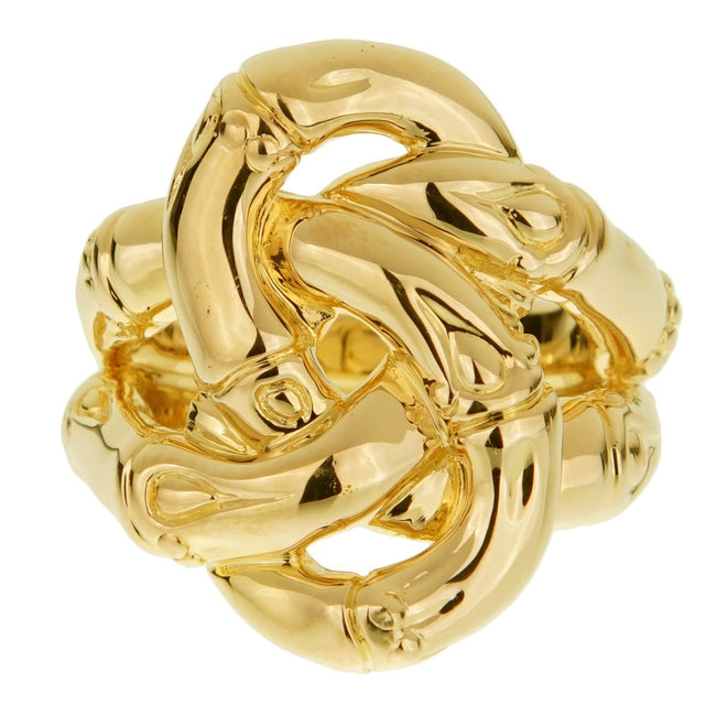 John Hardy Double Bamboo Yellow Gold Ladies Ring 0001825