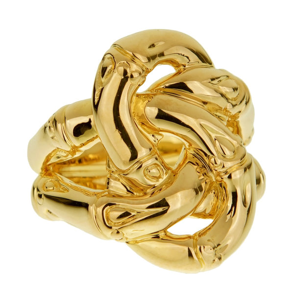 John Hardy Double Bamboo Yellow Gold Ladies Ring 0001825