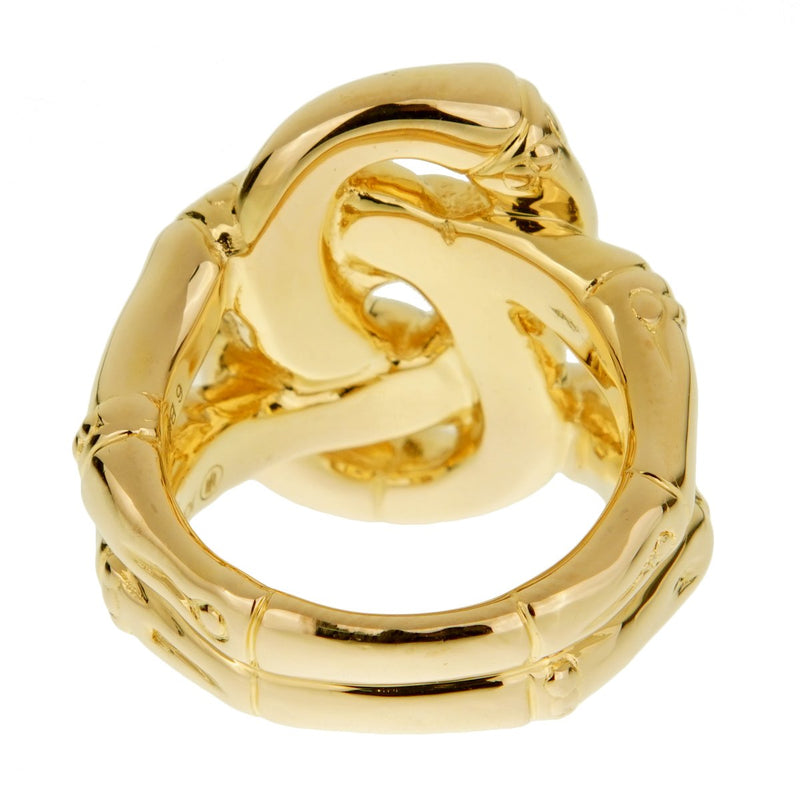 John Hardy Double Bamboo Yellow Gold Ladies Ring 0001825