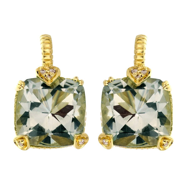 Judith Ripka Diamond & Quartz Yellow Gold Earrings 0001895