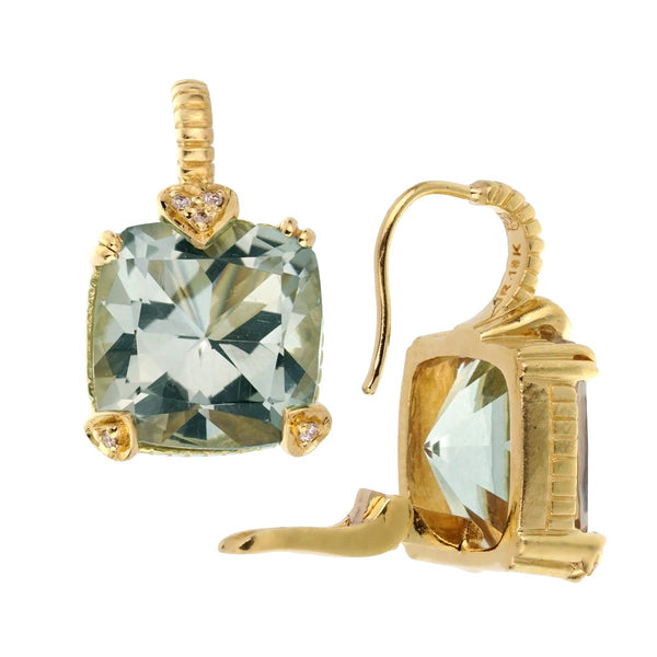 Judith Ripka Diamond & Quartz Yellow Gold Earrings 0001895