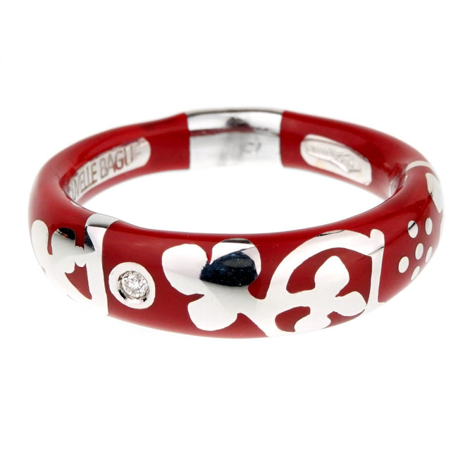 La Nouvelle Bague Red Enamel White Gold Diamond Ring 0000935