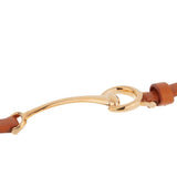 Ladies Rose Gold Brown Leather Horsebit Bracelet 0002523