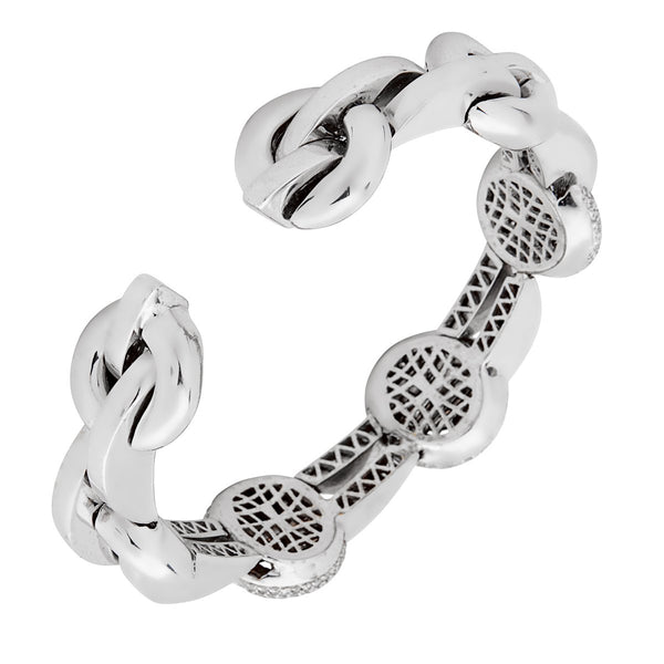 Ladies White Gold Diamond Cuff Bangle Set 0002541