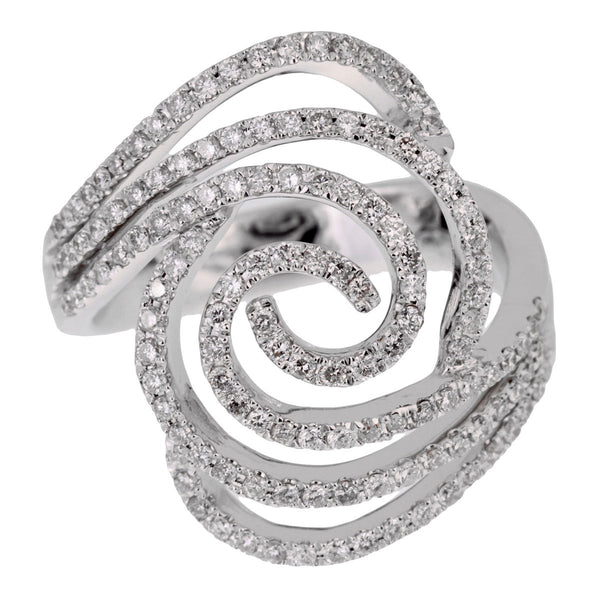 Ladies White Gold Diamond Swirl Cocktail Ring 0001975