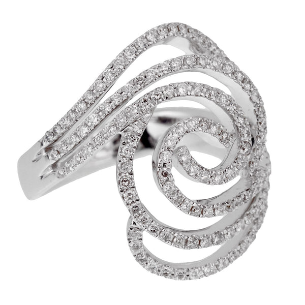 Ladies White Gold Diamond Swirl Cocktail Ring 0001975