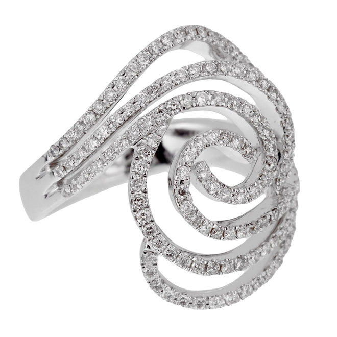 Ladies White Gold Diamond Swirl Cocktail Ring 0001975