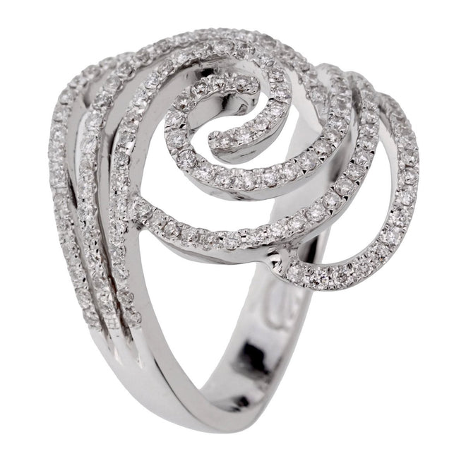 Ladies White Gold Diamond Swirl Cocktail Ring 0001975