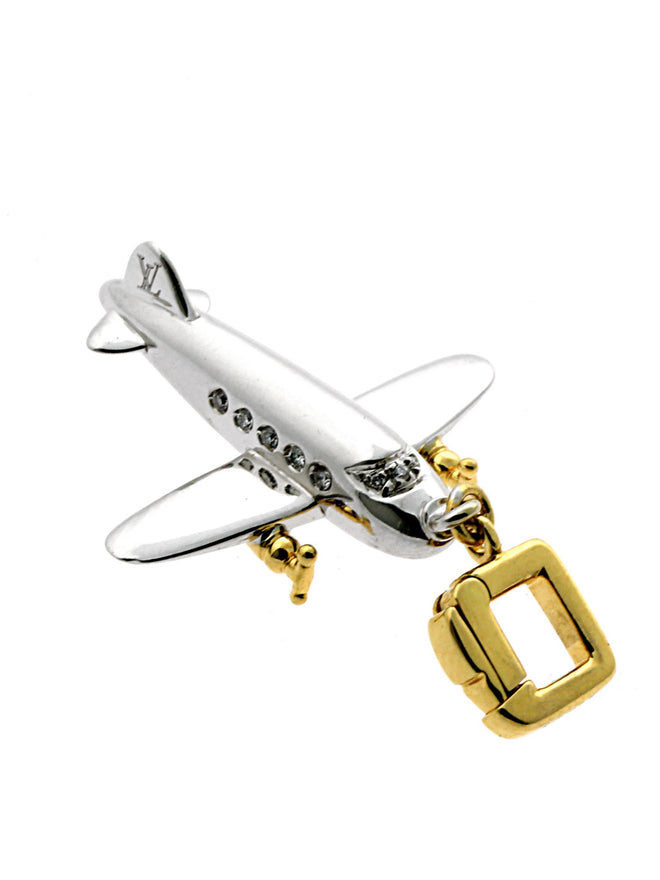 Louis Vuitton Airplane Diamond Charm Gold Pendant