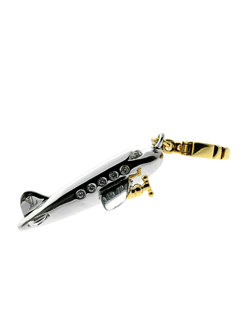 Louis Vuitton Diamond Multicolor Gold Airplane Charm