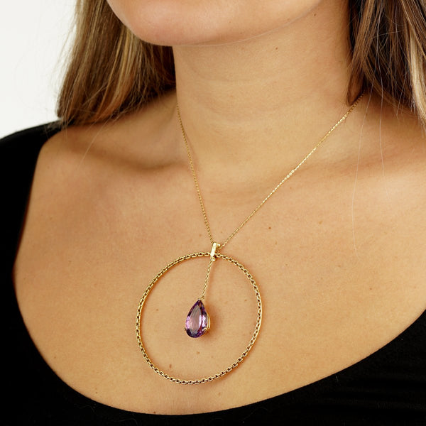 Louis Vuitton Amethyst Chain Pendant Necklace 0001066