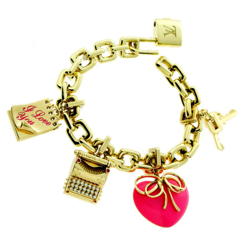 Louis Vuitton Charm Padlock Diamond Gold Bracelet 0000182