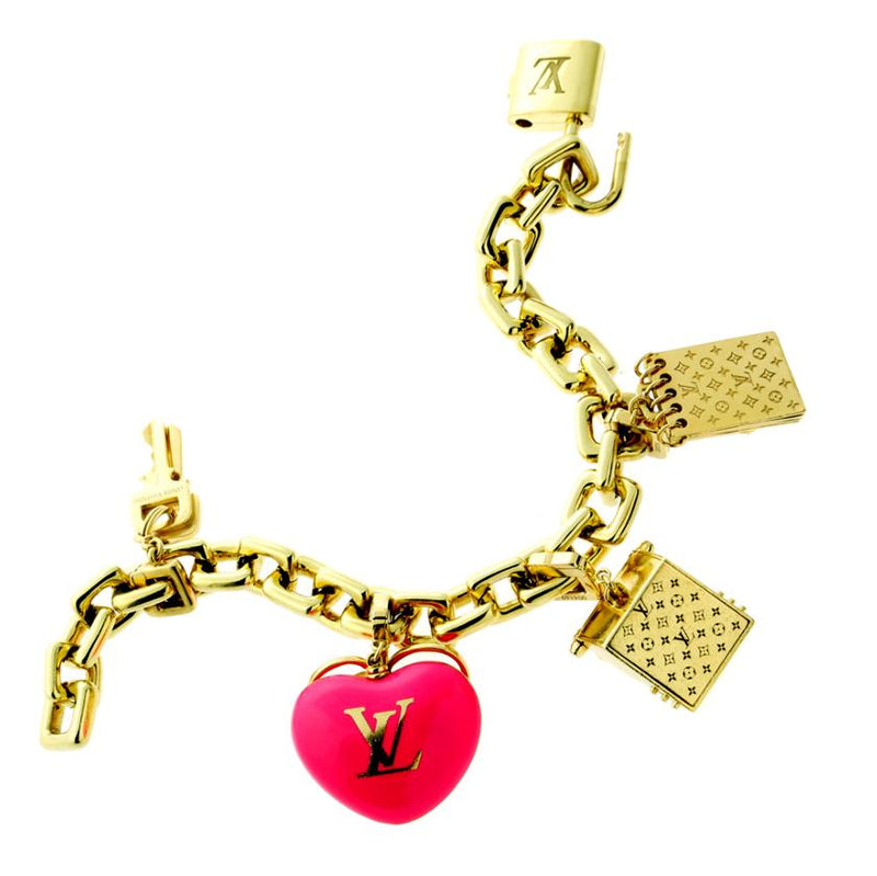 Louis Vuitton Charm Padlock Diamond Gold Bracelet 0000182