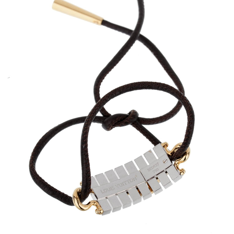 LOUIS VUITTON 18K White Gold Cord Empreinte Adjustable Bracelet