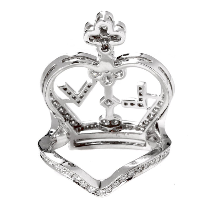 Louis Vuitton Diamond Crown White Gold Cocktail Ring 0000200