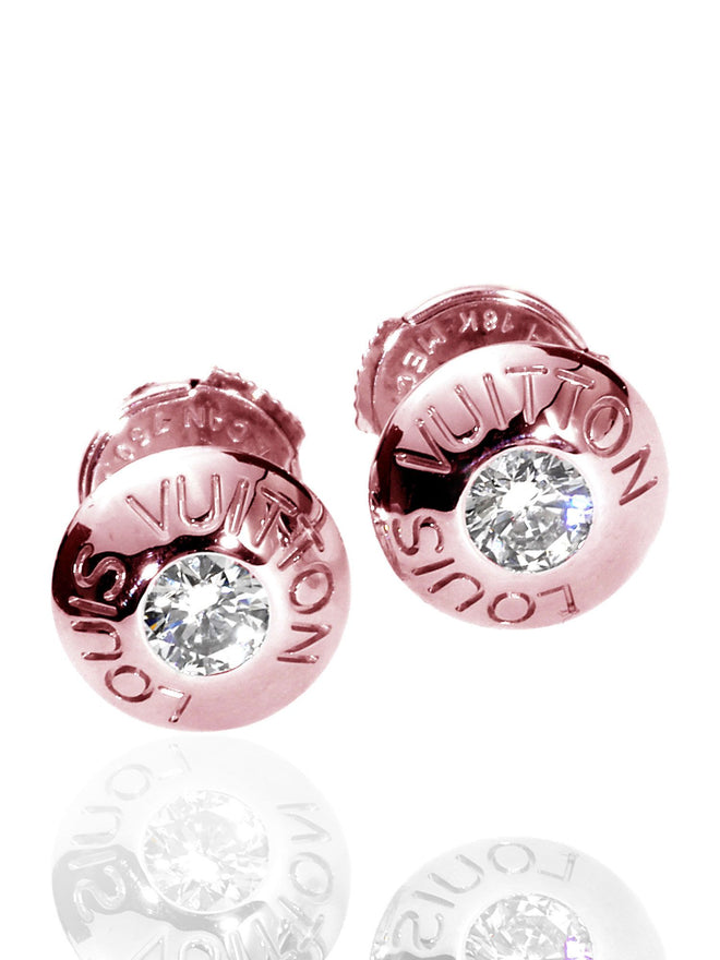 Louis Vuitton Diamond Stud Earrings 18k Rose Gold 923LVr18k1274232