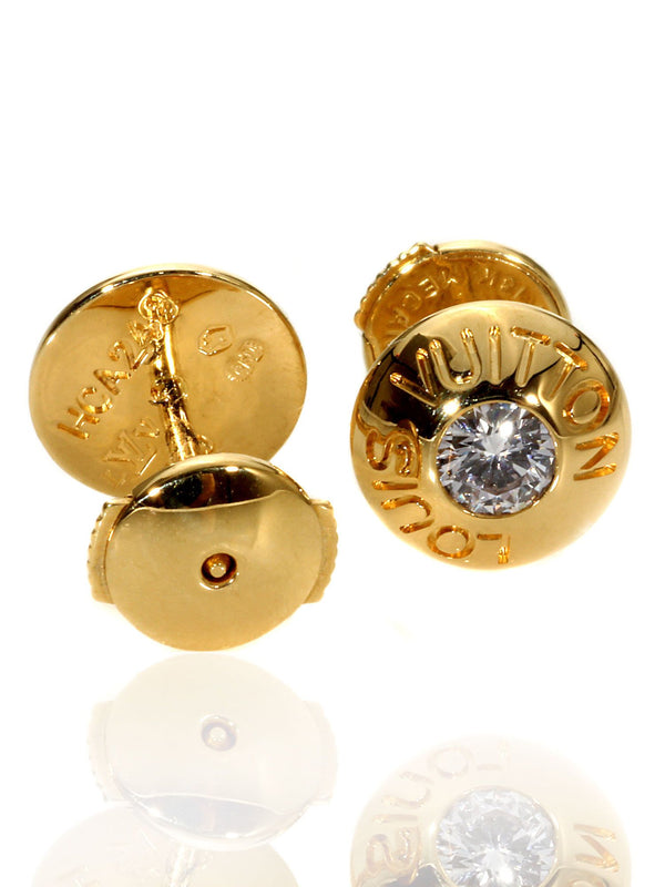 Louis Vuitton Diamond Stud Earrings 18k Yellow Gold LSV1824