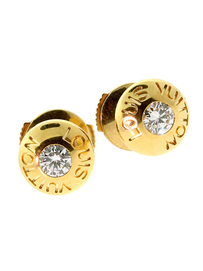 Louis Vuitton Yellow Gold And Diamond Lv Volt Stud Earring