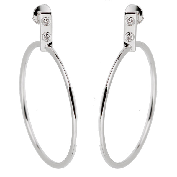 Authentic Louis Vuitton Silver V Logo Hoop Earrings Near Mint Condition