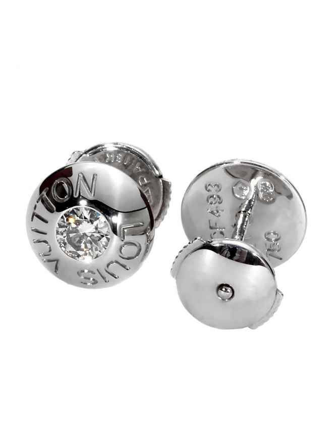 Louis Vuitton Diamond Stud Earrings - 18K White Gold Stud