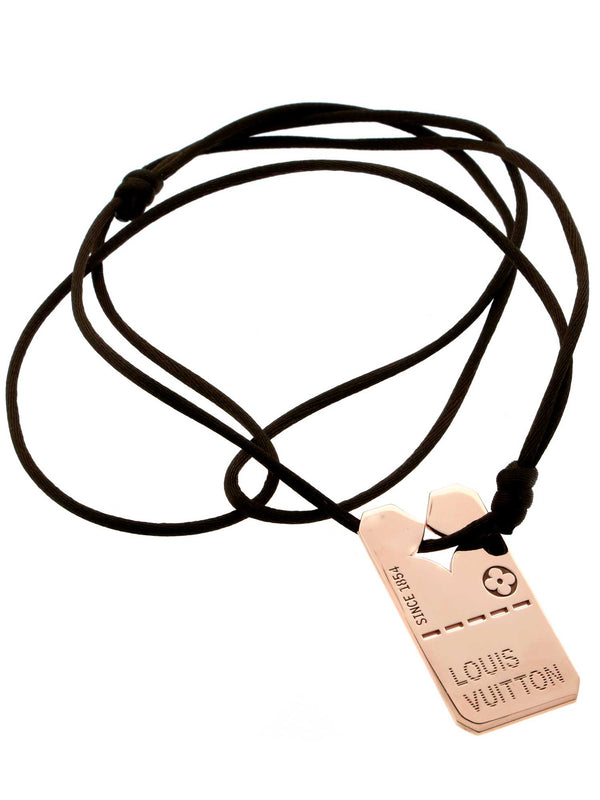 Louis Vuitton Dog Tag 18k Rose Gold Pendant Necklace LSV9848