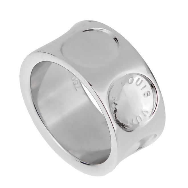 Louis Vuitton White Gold Empreinte Band Ring, Size 6, Contemporary Jewelry