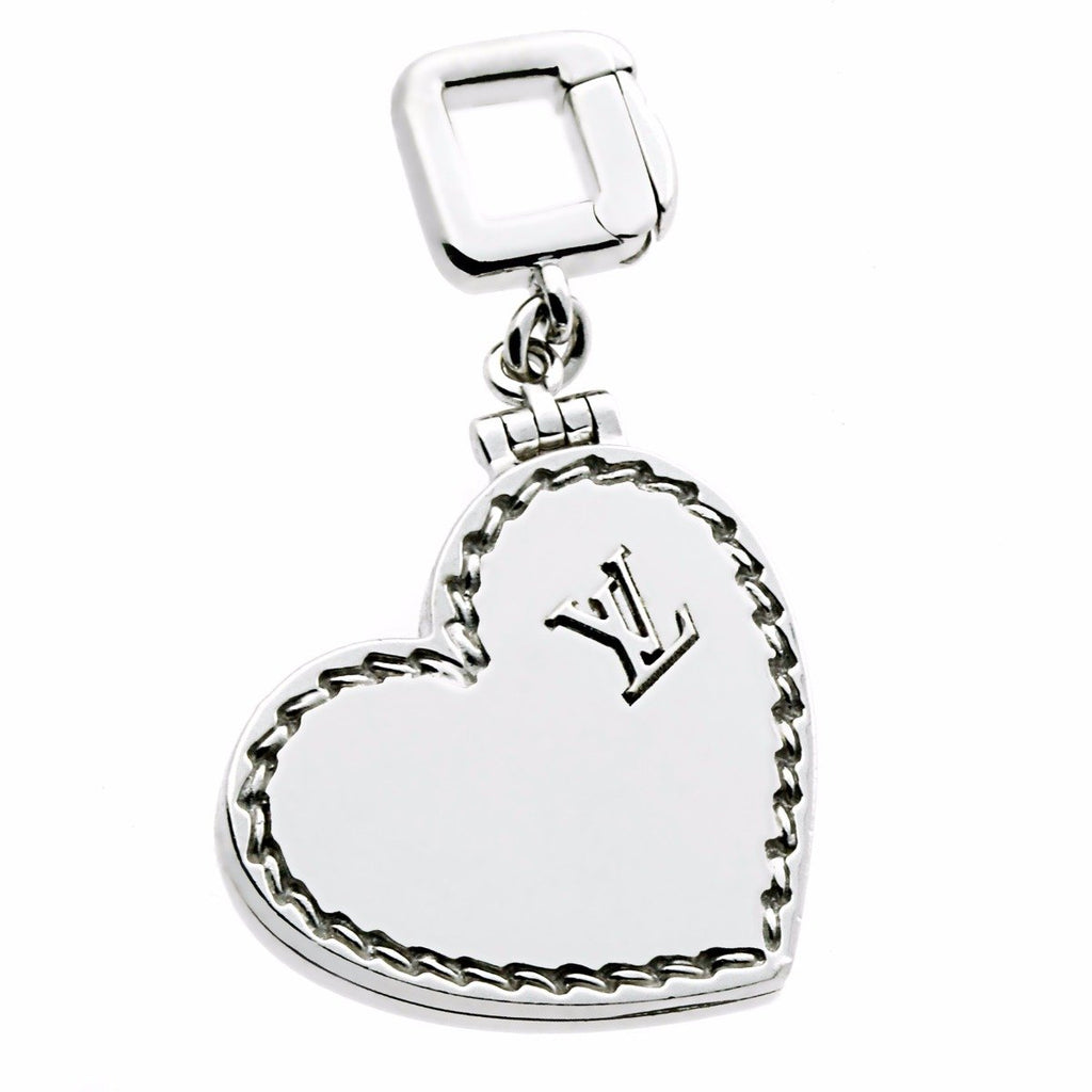 Louis Vuitton Heart Locket Charm White Gold Pendant Opulent Jewelers