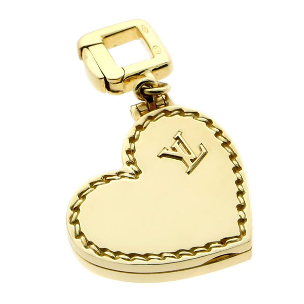 Louis Vuitton Heart Locket Gold Charm Pendant 0000197